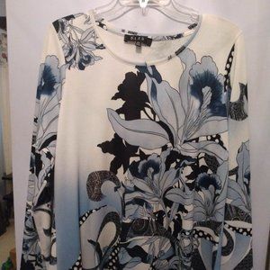 Lightweight blue print sweater